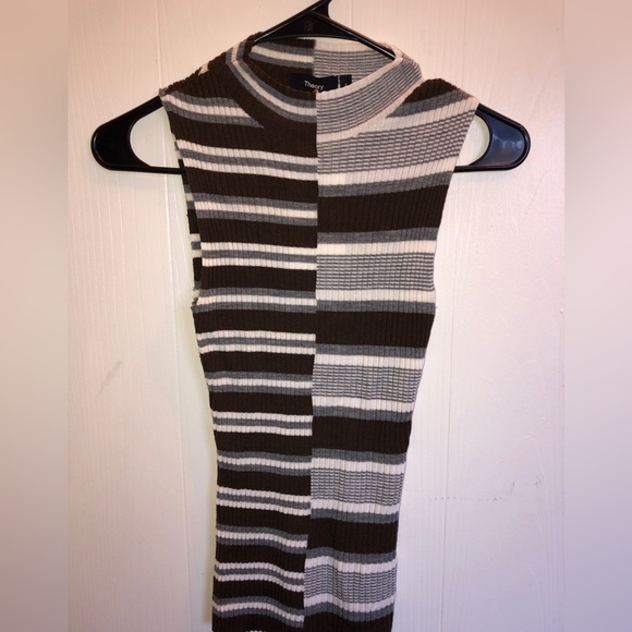 Theory Mix Stripe Mock Neck Wool Tank - Picture 3 of 11